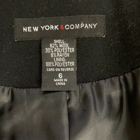 New York Company Black Wool Blend Pea Coat 6 - Picture 6 of 10